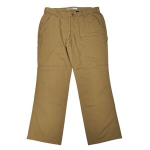 Women's Carhartt Rugged Flex Loose Fit Canvas Work Pants Tan Size 14 Short